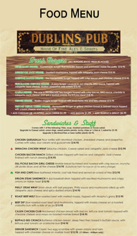 Dublins Menu